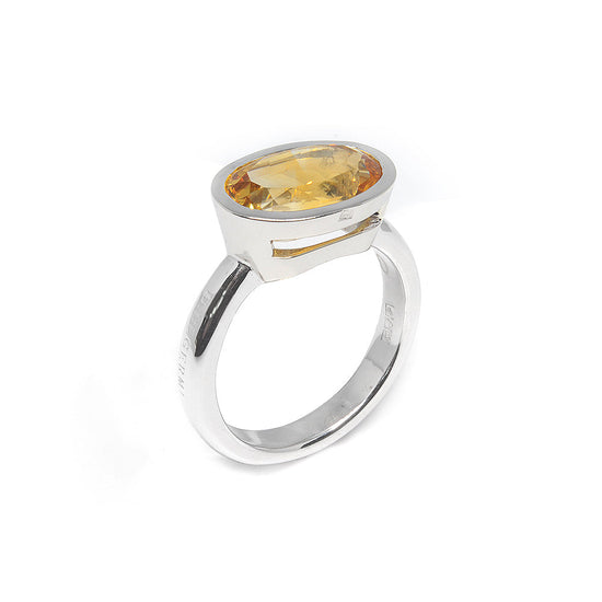 Silver and Citrine S. Begermi Ring.