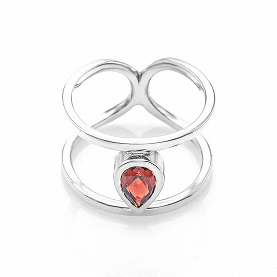 Silver and Garnet S.Begermi Ring