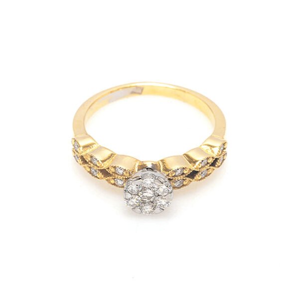 White & Yellow Gold and Diamond Solitaire Ring - Image 2