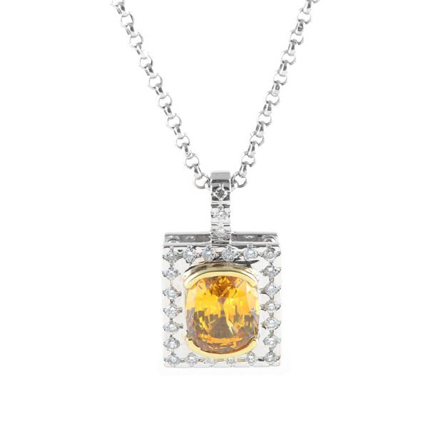 Elegant 18K Gold, Diamond, and Yellow Sapphire Pendant