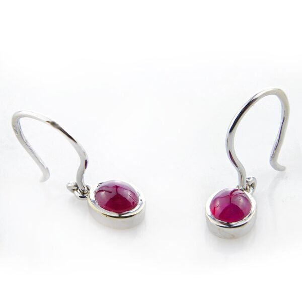 Elegant White Gold and Ruby Earrings - Image 2