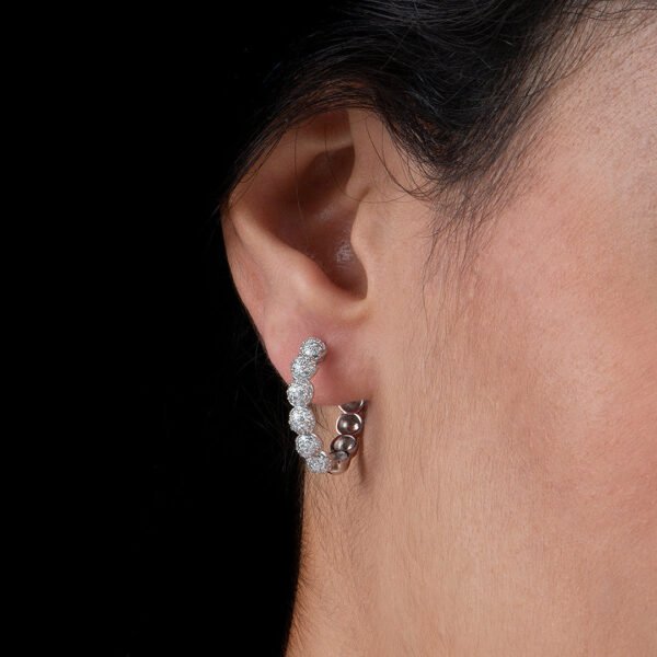 18K White Gold Diamond Earrings - Image 5