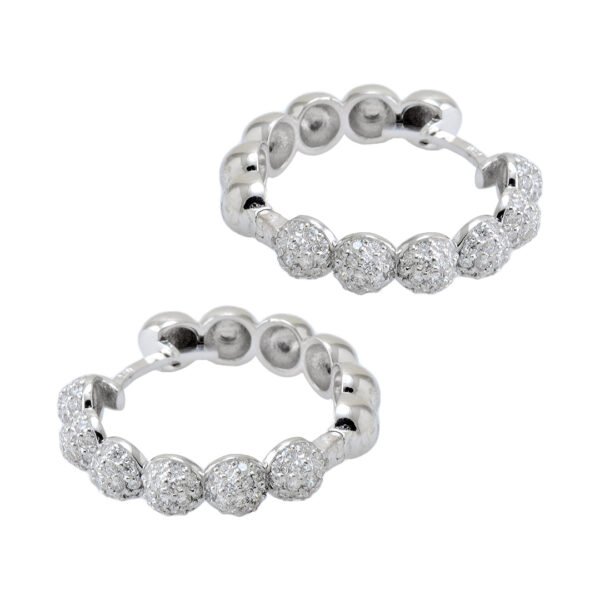 18K White Gold Diamond Earrings - Image 3