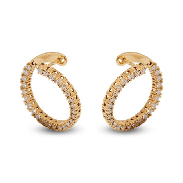 18K Yellow Gold Diamond Earrings - Image 3