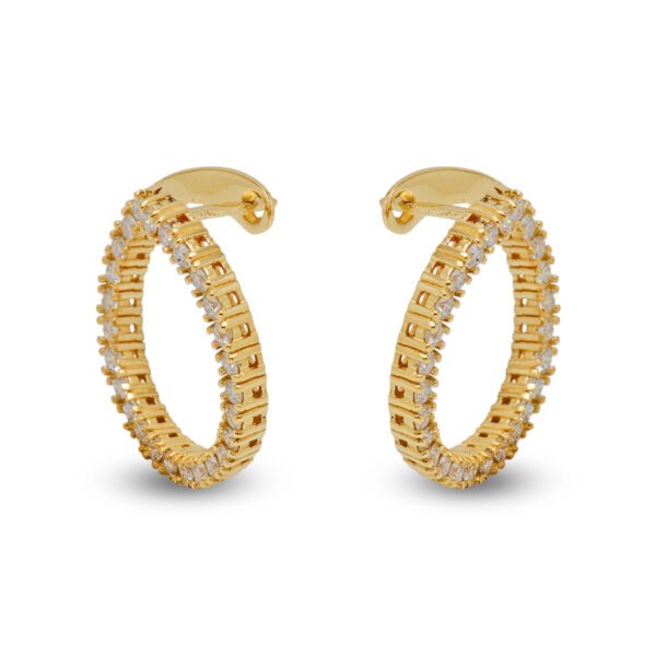 18K Yellow Gold Diamond Earrings - Image 2