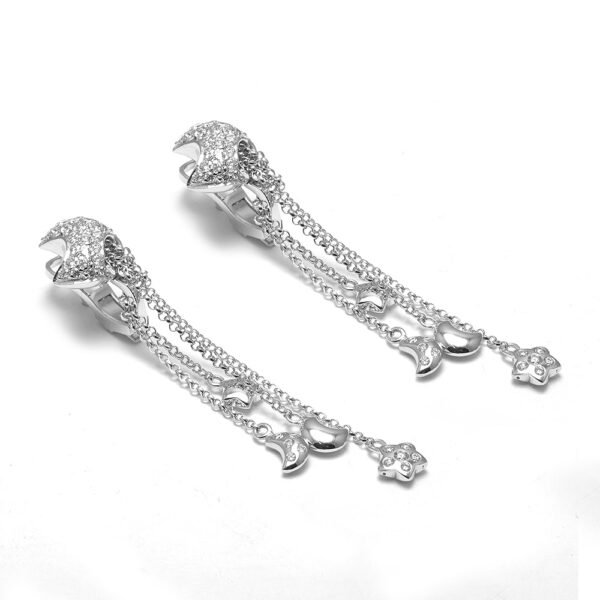 18K White Gold Diamond Stud Earrings - Image 2