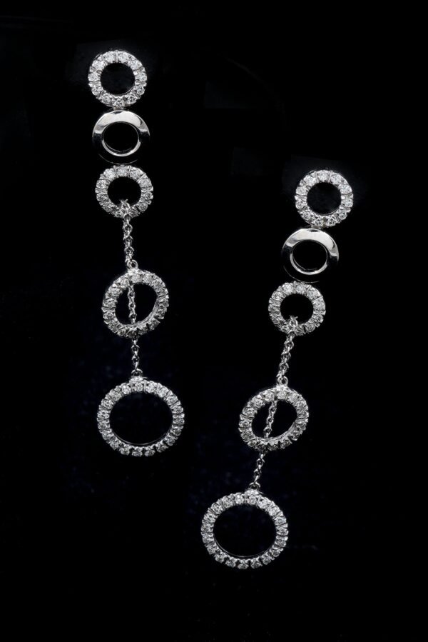 18K White Gold Diamond Drop Earrings - Image 4