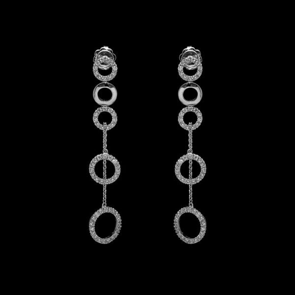 18K White Gold Diamond Drop Earrings - Image 3