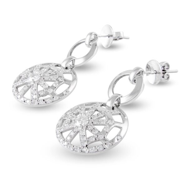 18K White Gold Diamond Drop Earrings - Image 2