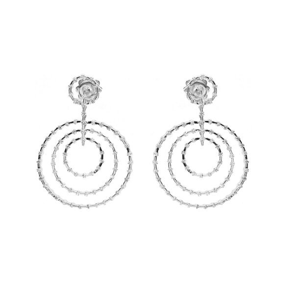 18K White Gold Diamond Earrings - Image 3