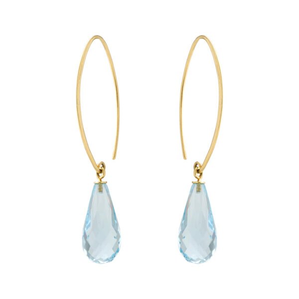 18K Gold Aquamarine Drop Earrings - Image 3