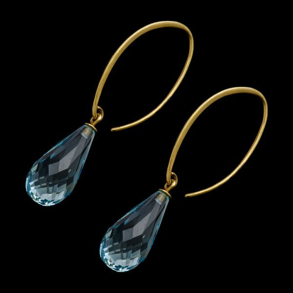 18K Gold Aquamarine Drop Earrings - Image 5