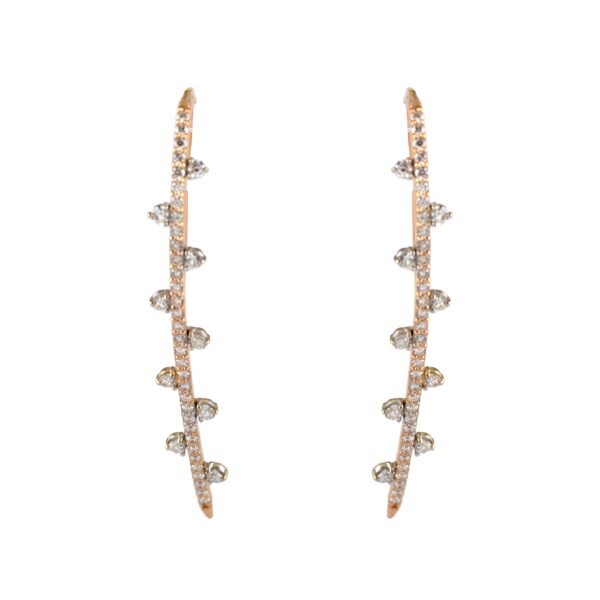 Rose & White Gold Diamond Earrings - Image 3