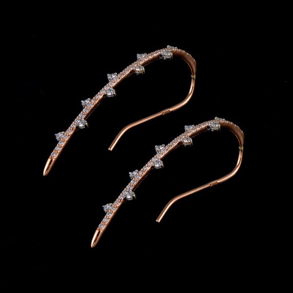 Rose & White Gold Diamond Earrings - Image 4