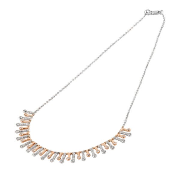 Elegant 18K Rose & White Gold and Diamond Necklace - Image 3