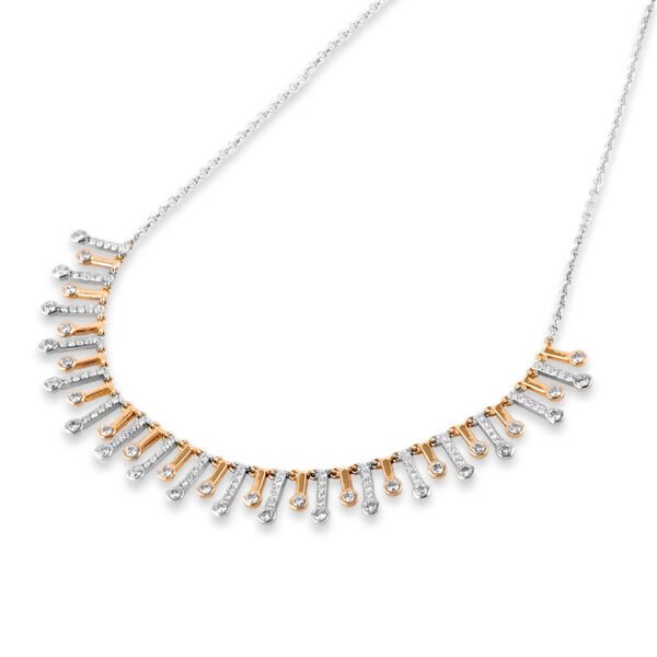 Elegant 18K Rose & White Gold and Diamond Necklace - Image 2