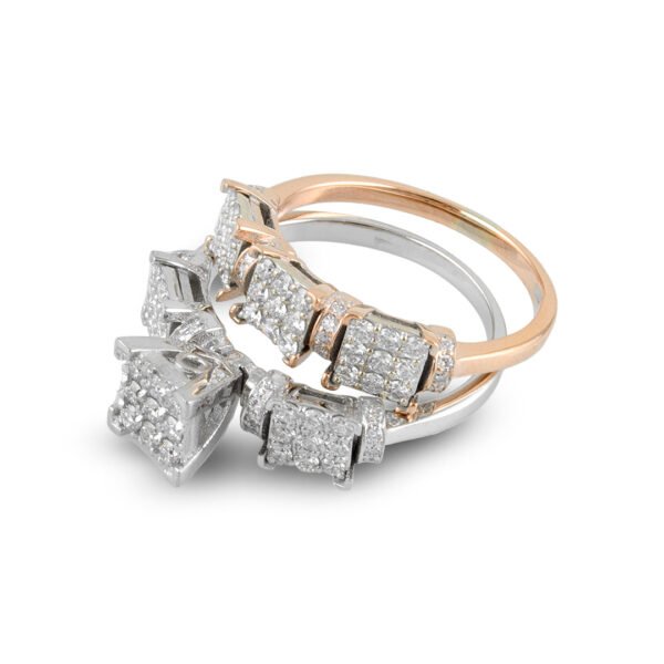 18K Rose & White Gold Diamond Solitaire with Rose Gold Band - Image 3