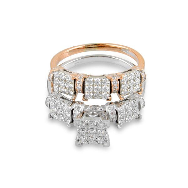 18K Rose & White Gold Diamond Solitaire with Rose Gold Band - Image 2