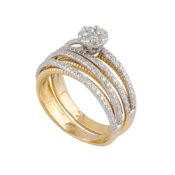 18K Yellow & White Gold Diamond Solitaire and Band Set