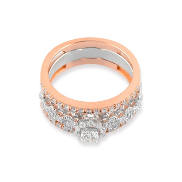 18K White Gold Diamond Solitaire and Rose Gold Diamond Band Set - Image 2