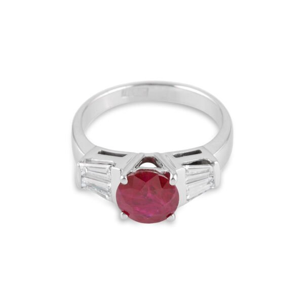 18K White Gold Diamond and Ruby Solitaire - Image 2