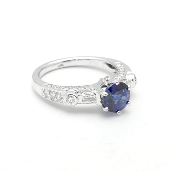 18K Gold, Diamond, and Ceylon Sapphire Ring - Image 3