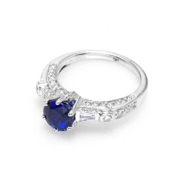 18K Gold, Diamond, and Ceylon Sapphire Ring - Image 4