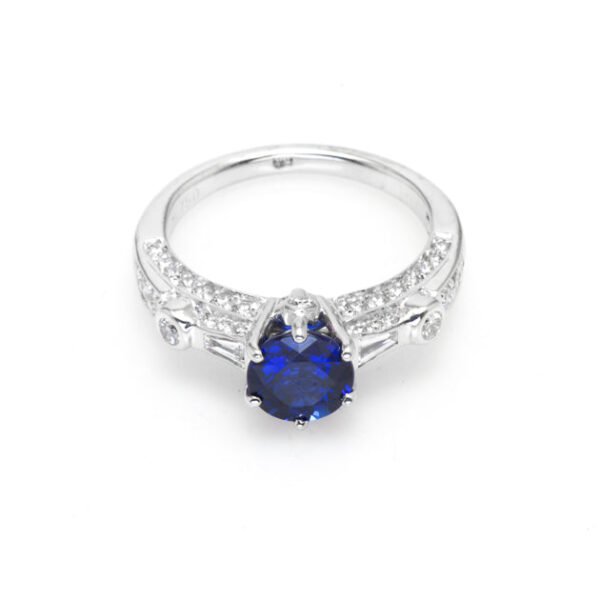 18K Gold, Diamond, and Ceylon Sapphire Ring - Image 2