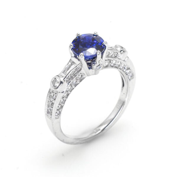 18K Gold, Diamond, and Ceylon Sapphire Ring