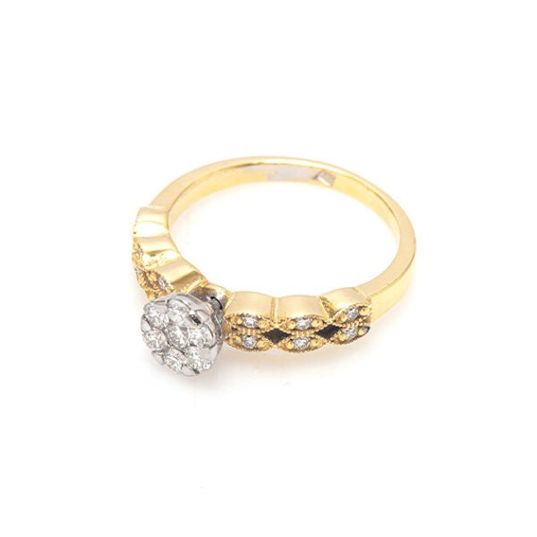 White & Yellow Gold and Diamond Solitaire Ring - Image 3