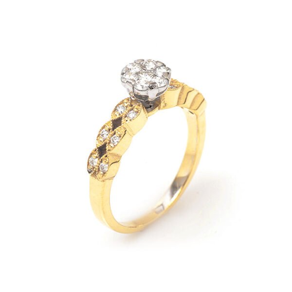 White & Yellow Gold and Diamond Solitaire Ring