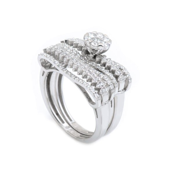 18K White Gold Diamond Solitaire with Matching Diamond Band