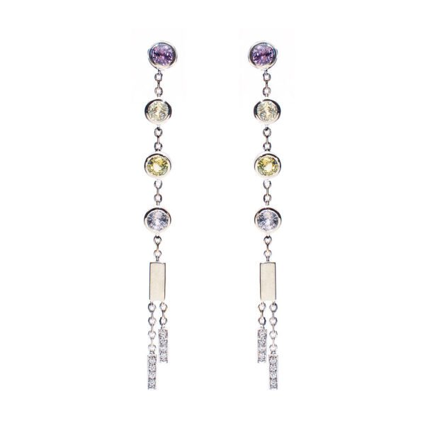 18K White Gold Diamond and Sapphire Earrings