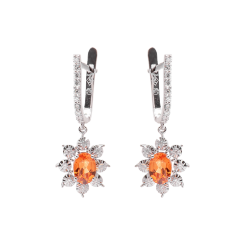 18k White Gold Garnet and Diamond Earrings