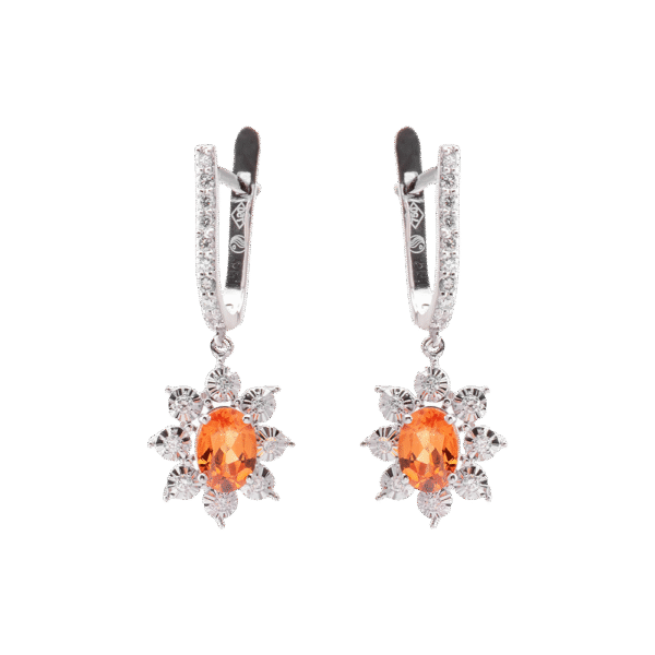 18k White Gold Garnet and Diamond Earrings