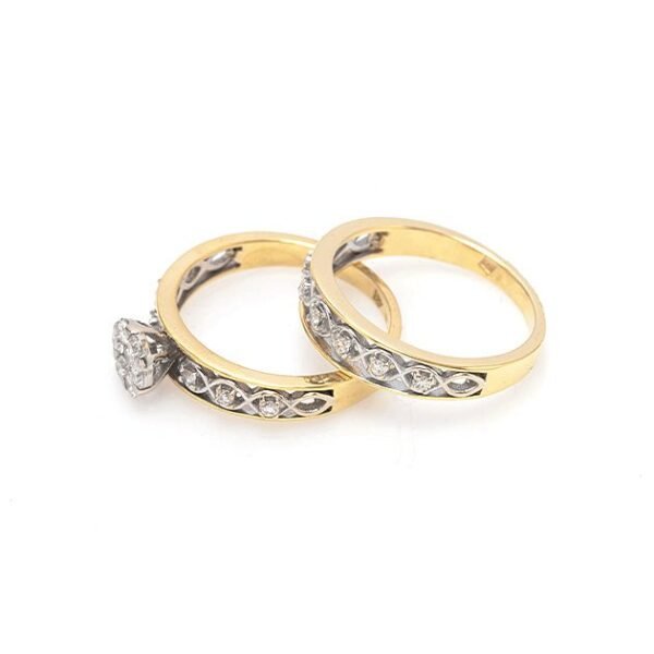 Two-Tone Gold & Diamond Solitaire and Band Set - Image 2