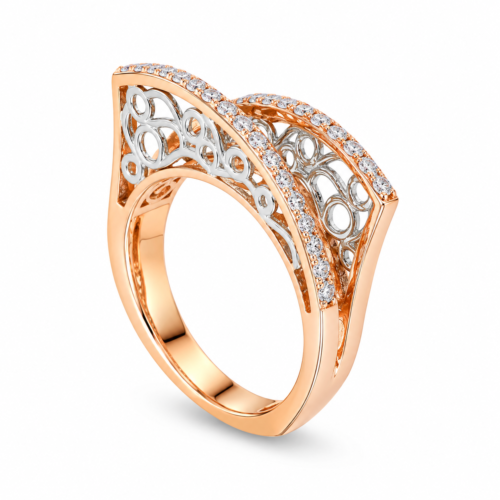 rose and white gold diamond band