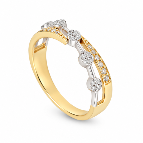 18K Yellow and White Gold Diamond Band