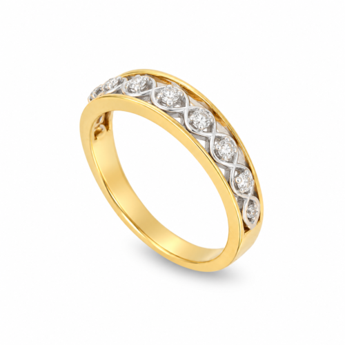18K Yellow and White Gold Diamond Band