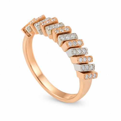 18K Rose and White Gold Diamond Band