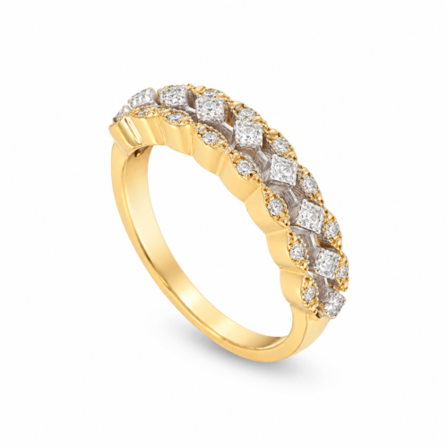 18K Yellow and White Gold Diamond Band