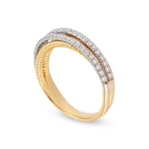 18k Yellow and White Gold Diamond Band – Timeless Brilliance