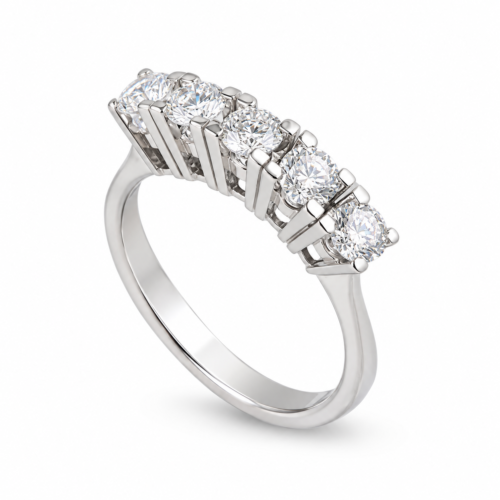 Elegant Five-Diamond White Gold Band