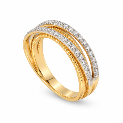 18k Yellow and White Gold Diamond Band