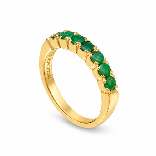 18k Yellow Gold Emerald Band