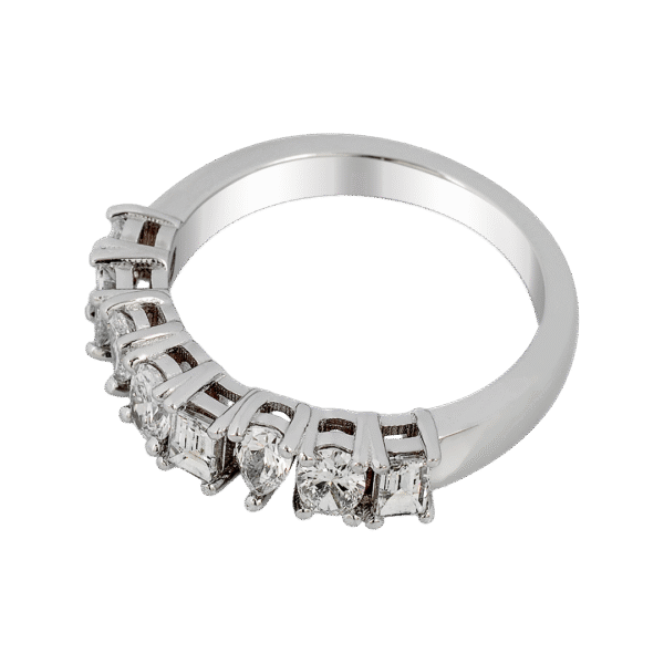 18k White Gold Mixed-Cut Diamond Band - Image 3