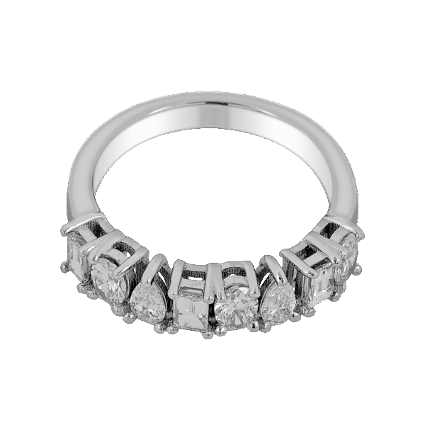 18k White Gold Mixed-Cut Diamond Band - Image 2