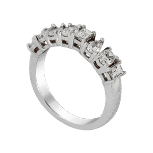 18k White Gold Mixed-Cut Diamond Band