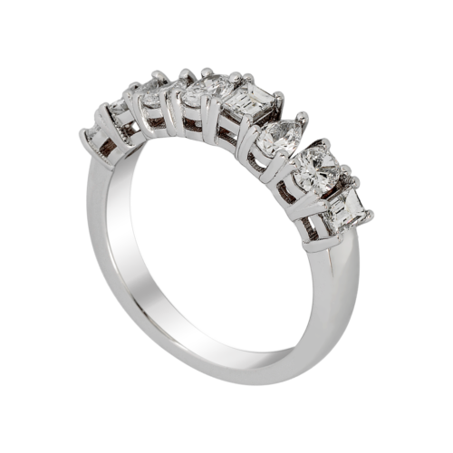 18k White Gold Mixed-Cut Diamond Band