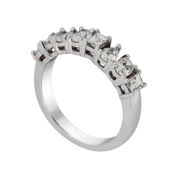 18k White Gold Mixed-Cut Diamond Band